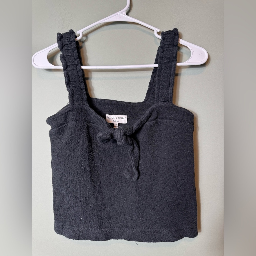 Madewell Texture & Thread Women’s Black Tie Front Tank Top Size XXS